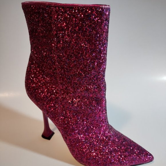 NEW MARC FISHER Shiny Glitter Purple Party Club Ankle Boots - Picture 1 of 4